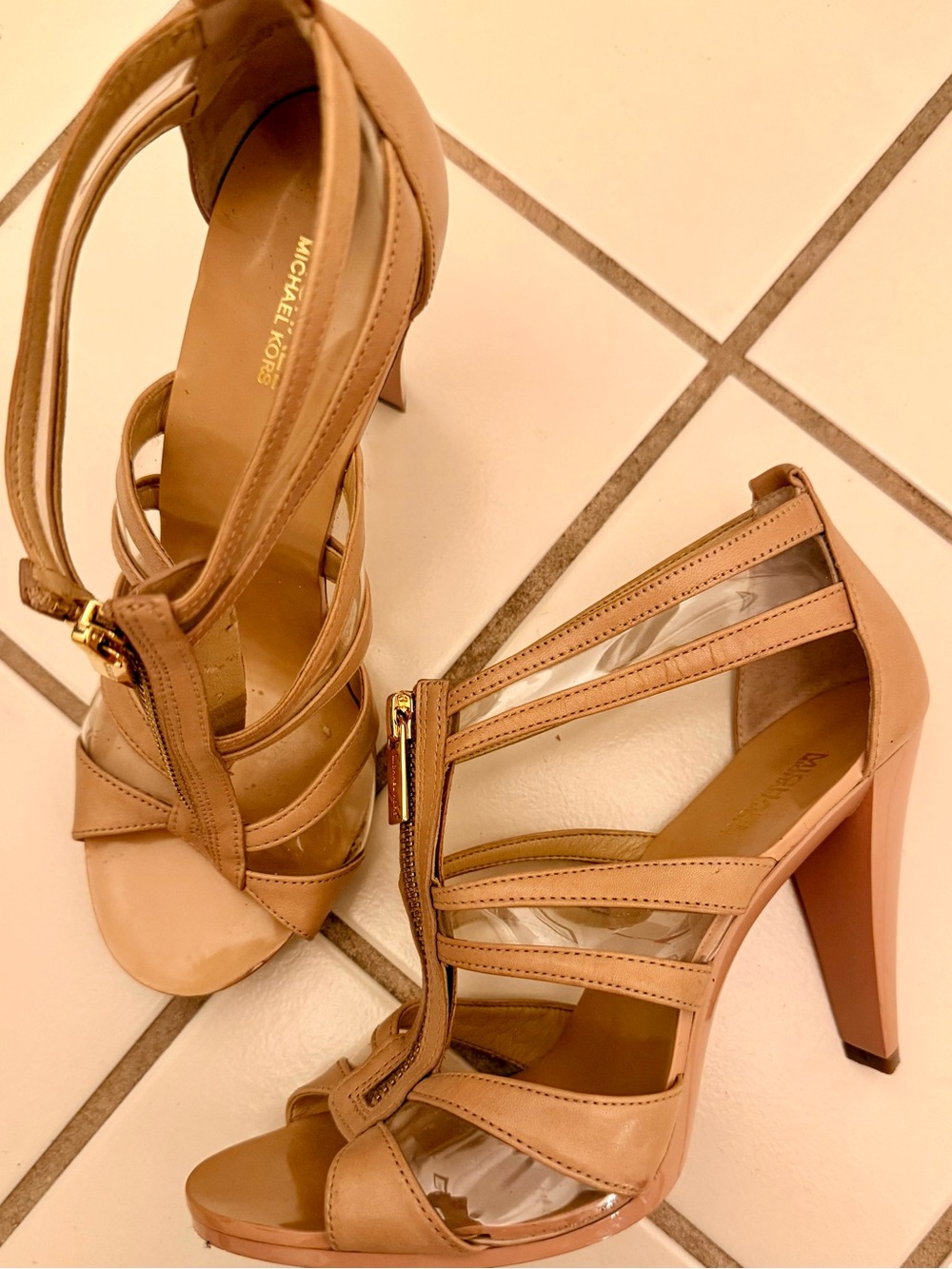 Michael Kors Blush Tan Strappy High Heel Sandals